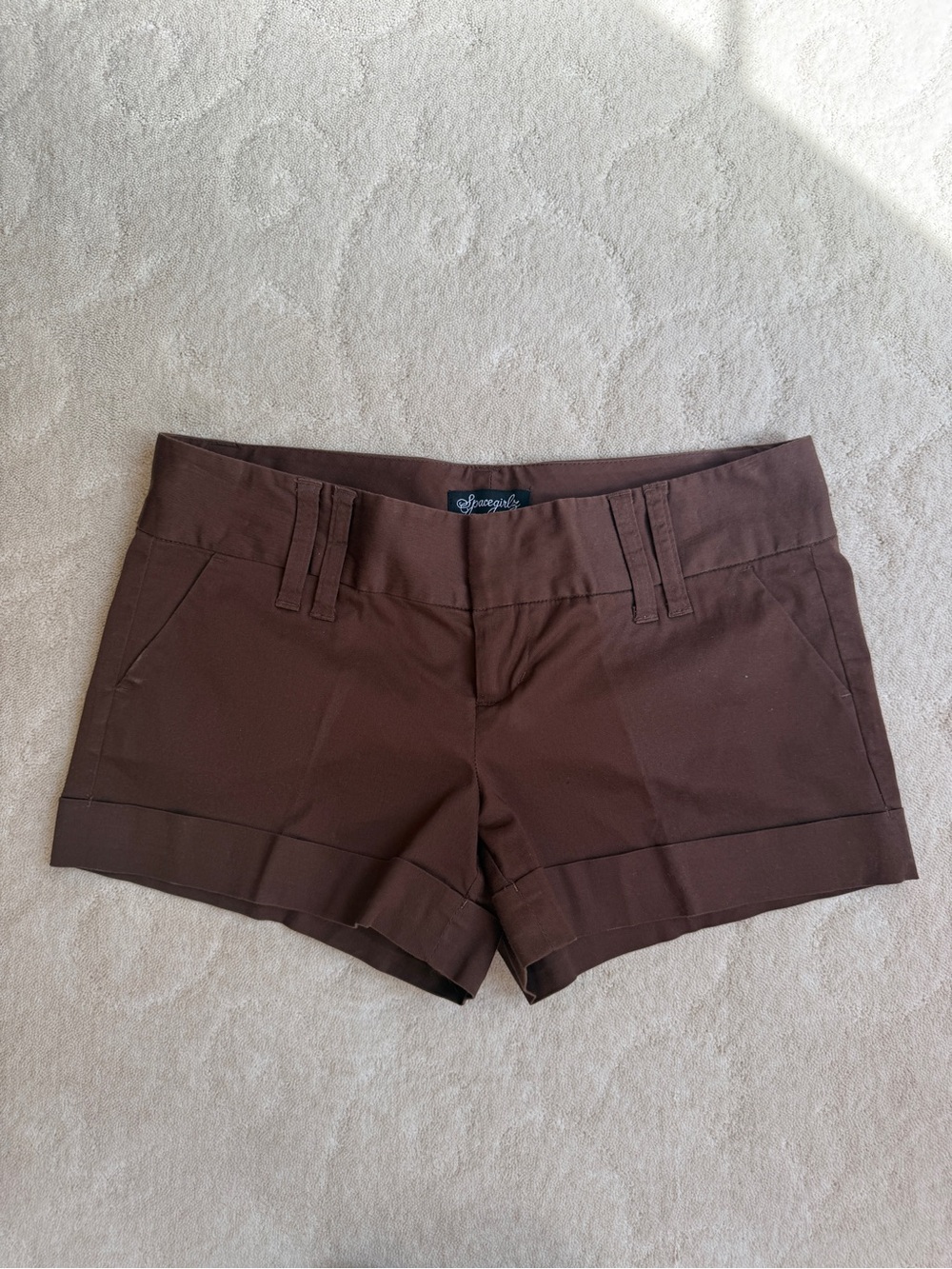 Brown Tailored Cotton-Blend Women’s Lowrise Shorts